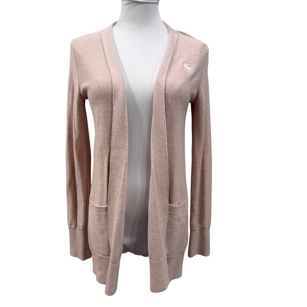 Abercrombie & Fitch Blush Pink Open Cardigan Lightweight XS Preppy Casual Logo